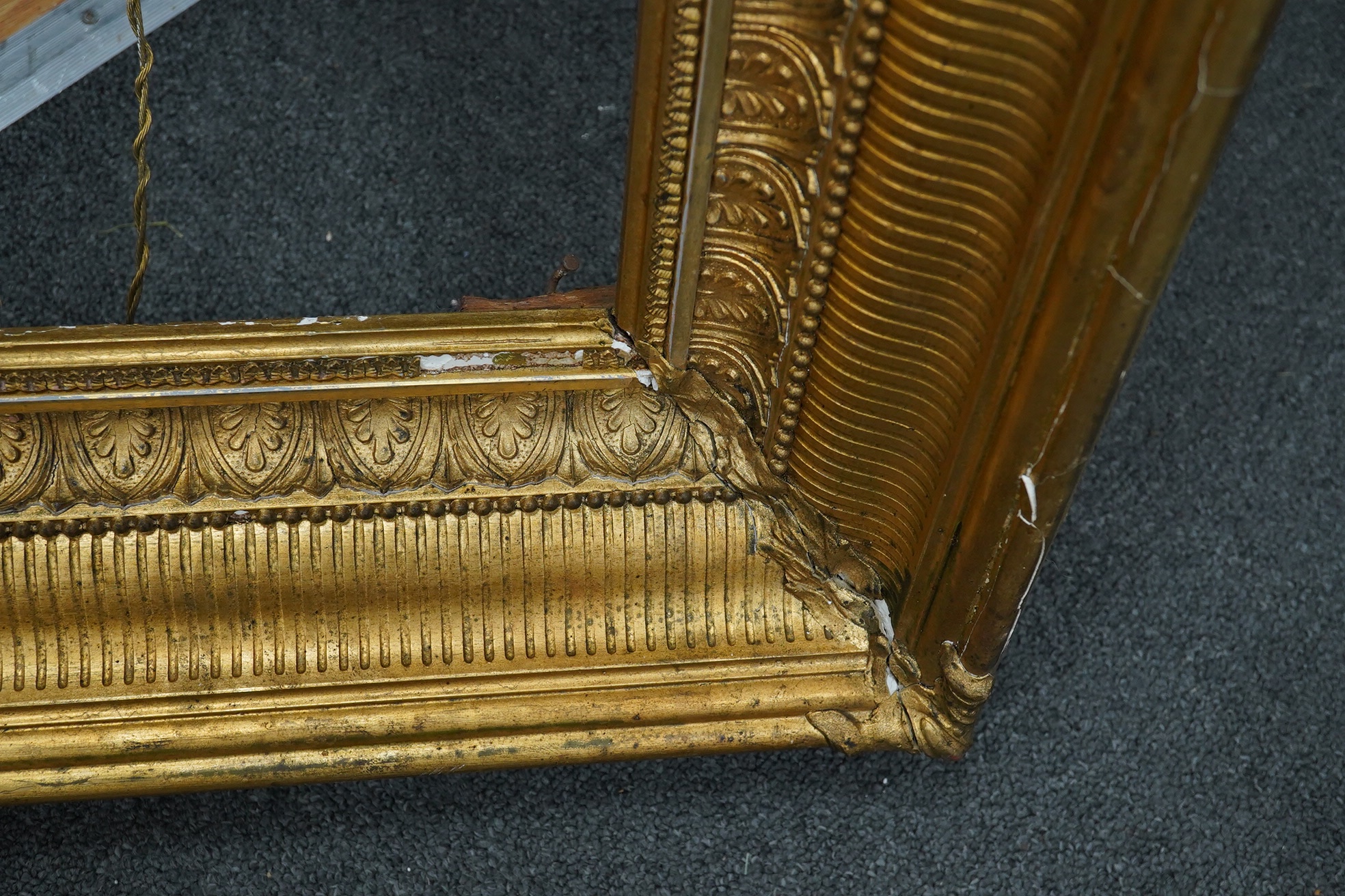 A 19th century gilt picture frame, aperture size, 48 x 68cm. Condition - fair